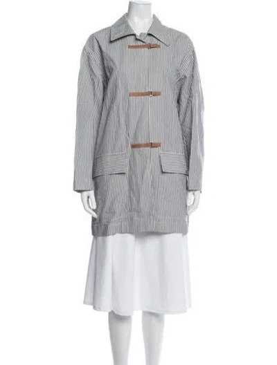 Pre-owned Lafayette 148 Striped Coat In Blue