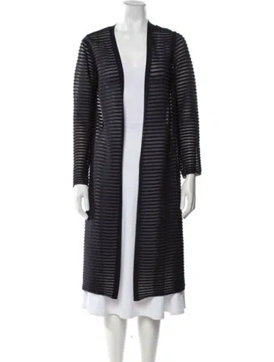 Pre-owned Lafayette 148 Striped Coat In Blue