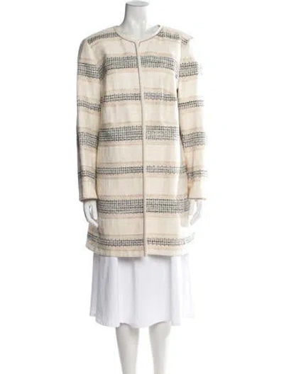 Pre-owned Lafayette 148 Striped Coat In Neutral