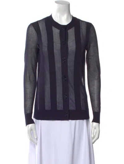 Pre-owned Lafayette 148 Striped Crew Neck Sweater In Blue