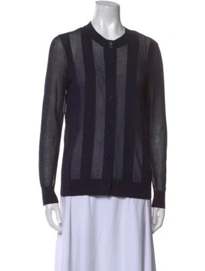Pre-owned Lafayette 148 Striped Crew Neck Sweater In Blue