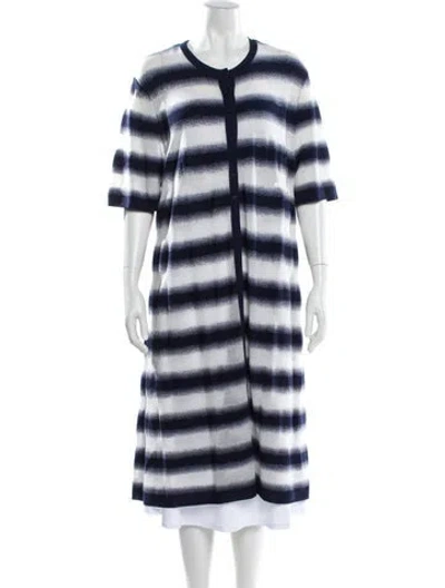 Pre-owned Lafayette 148 Striped Crew Neck Sweater In Blue