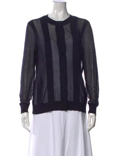 Pre-owned Lafayette 148 Striped Crew Neck Sweater In Blue