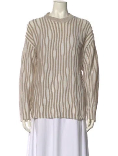 Pre-owned Lafayette 148 Striped Crew Neck Sweater In Neutral