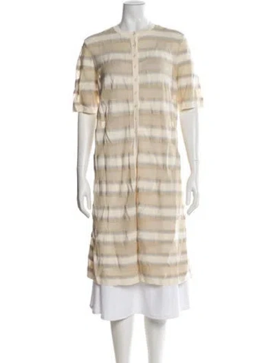 Pre-owned Lafayette 148 Striped Crew Neck Sweater W/ Tags In Neutral