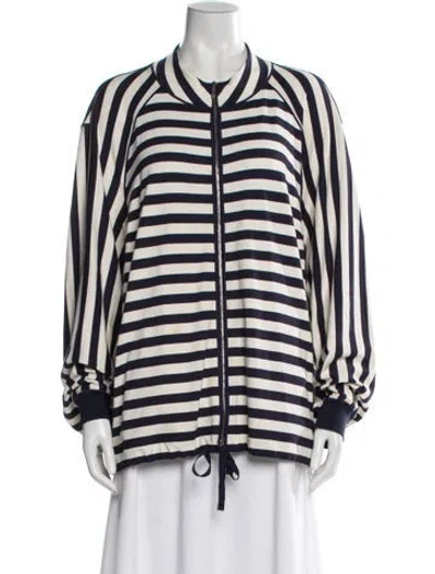Pre-owned Lafayette 148 Striped Evening Jacket In Blue