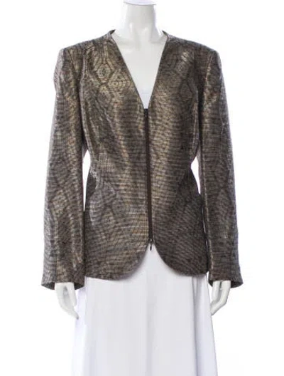 Pre-owned Lafayette 148 Striped Evening Jacket In Brown