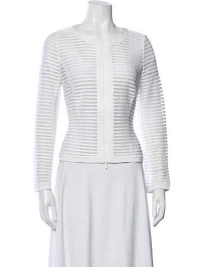 Pre-owned Lafayette 148 Striped Evening Jacket In White