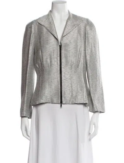 Pre-owned Lafayette 148 Striped Jacket In Gray