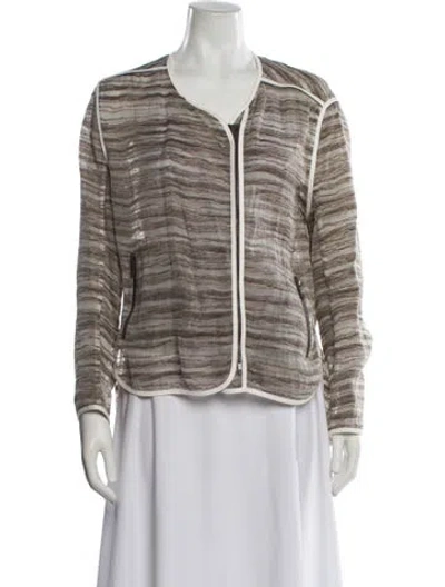 Pre-owned Lafayette 148 Striped Jacket In Neutral