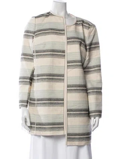 Pre-owned Lafayette 148 Striped Jacket In Neutral