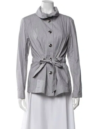 Pre-owned Lafayette 148 Striped Jacket W/ Tags In Grey
