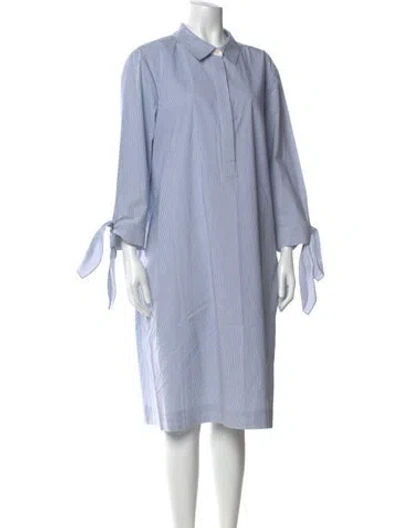 Pre-owned Lafayette 148 Striped Knee-length Dress In Blue