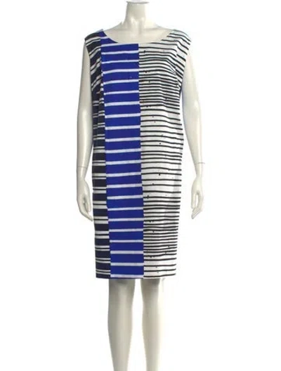 Pre-owned Lafayette 148 Striped Knee-length Dress In Blue