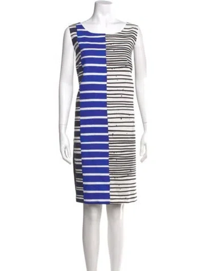 Pre-owned Lafayette 148 Striped Knee-length Dress In Blue