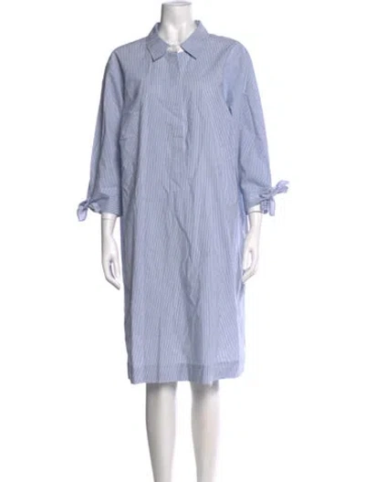 Pre-owned Lafayette 148 Striped Knee-length Dress In Blue
