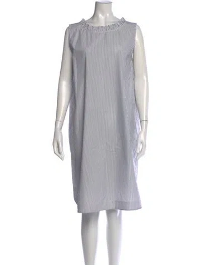 Pre-owned Lafayette 148 Striped Knee-length Dress In Blue