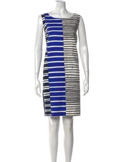 Pre-owned Lafayette 148 Striped Knee-length Dress In Blue