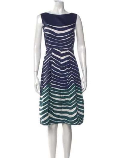 Pre-owned Lafayette 148 Striped Knee-length Dress In Blue
