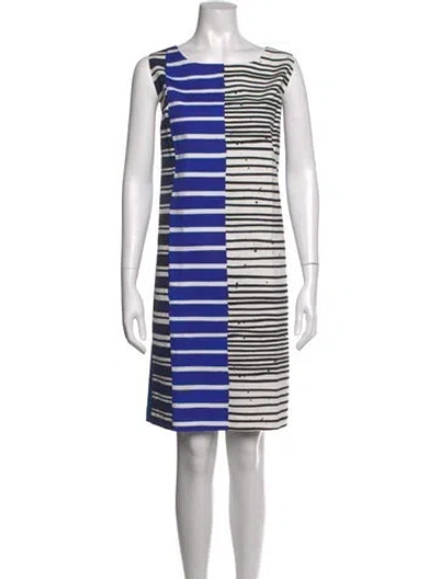 Pre-owned Lafayette 148 Striped Knee-length Dress In Blue