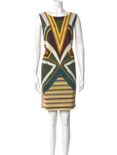 Pre-owned Lafayette 148 Striped Knee-length Dress In Brown