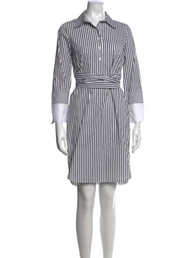 Pre-owned Lafayette 148 Striped Knee-length Dress In Gray