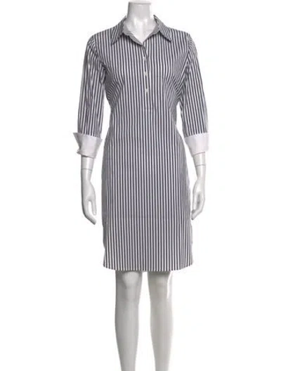 Pre-owned Lafayette 148 Striped Knee-length Dress In Gray