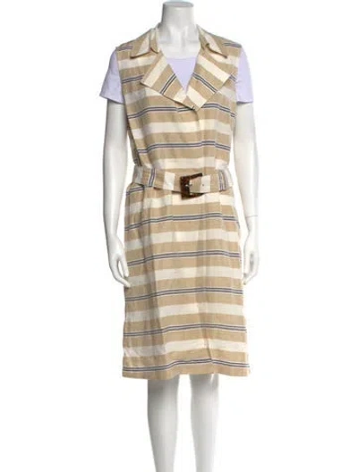 Pre-owned Lafayette 148 Striped Knee-length Dress In Neutral