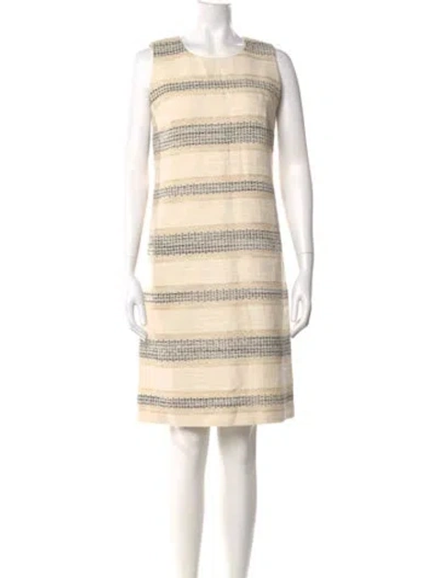 Pre-owned Lafayette 148 Striped Knee-length Dress In Neutral