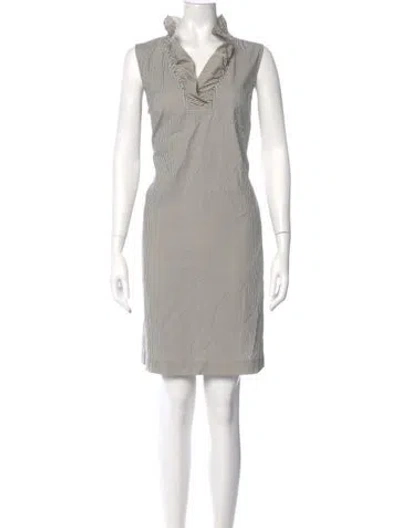 Pre-owned Lafayette 148 Striped Knee-length Dress In Neutral