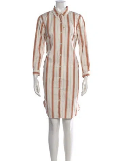 Pre-owned Lafayette 148 Striped Knee-length Dress In Neutral