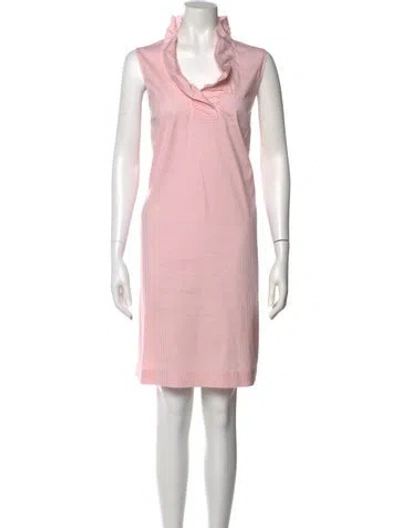 Pre-owned Lafayette 148 Striped Knee-length Dress In Orange