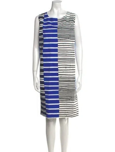 Pre-owned Lafayette 148 Striped Knee-length Dress W/ Tags In Blue