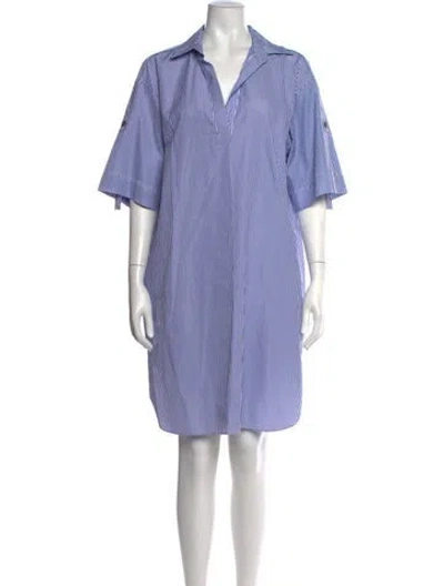 Pre-owned Lafayette 148 Striped Knee-length Dress W/ Tags In Blue