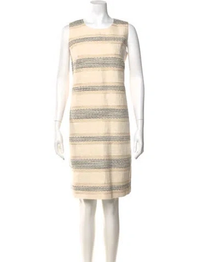 Pre-owned Lafayette 148 Striped Knee-length Dress W/ Tags In Neutral