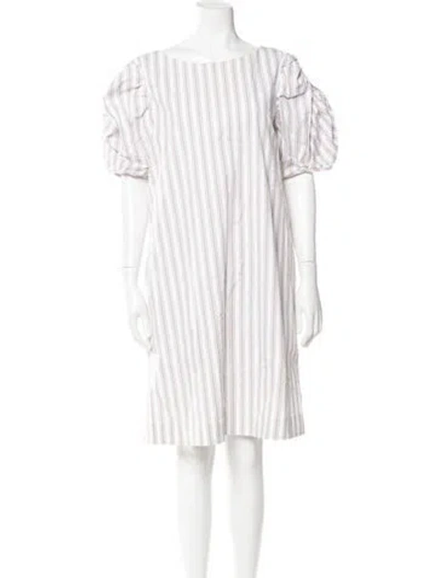 Pre-owned Lafayette 148 Striped Knee-length Dress In White