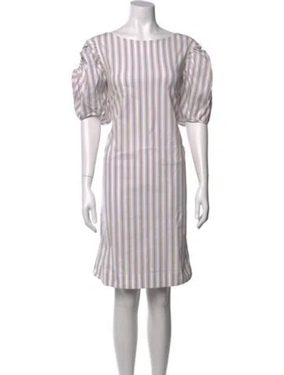 Pre-owned Lafayette 148 Striped Knee-length Dress In White