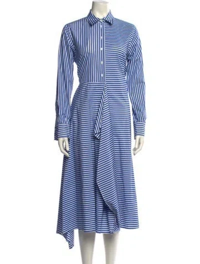 Pre-owned Lafayette 148 Striped Long Dress In Blue
