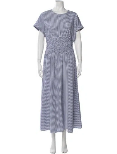 Pre-owned Lafayette 148 Striped Long Dress In Blue