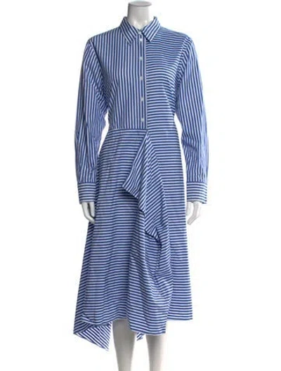 Pre-owned Lafayette 148 Striped Long Dress In Blue