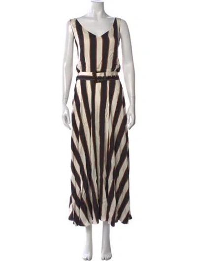 Pre-owned Lafayette 148 Striped Long Dress W/ Tags