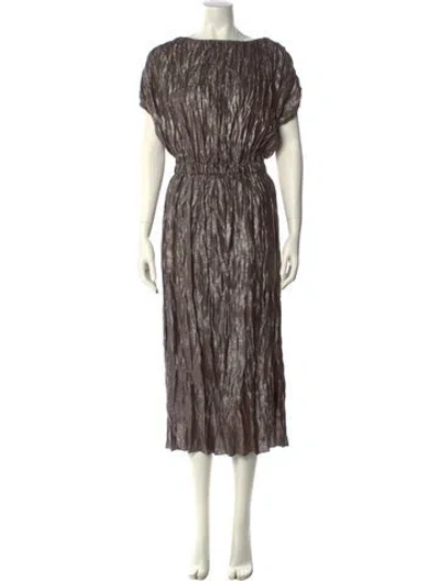 Pre-owned Lafayette 148 Striped Long Dress W/ Tags In Brown