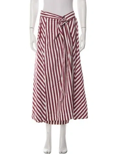 Pre-owned Lafayette 148 Striped Long Skirt In Pink
