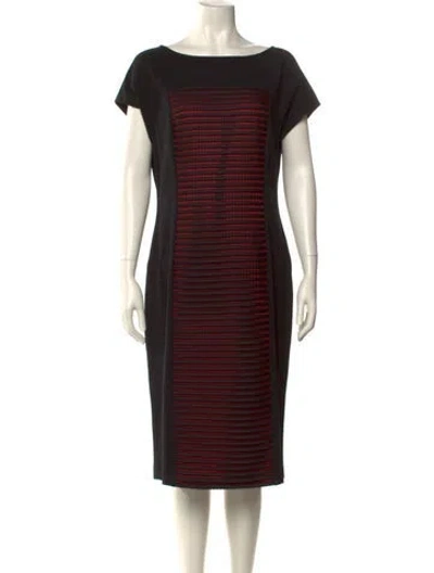 Pre-owned Lafayette 148 Striped Midi Length Dress In Black