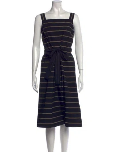 Pre-owned Lafayette 148 Striped Midi Length Dress In Black/metallic