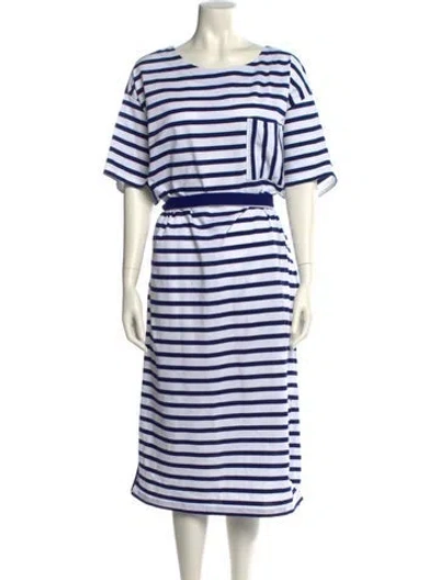 Pre-owned Lafayette 148 Striped Midi Length Dress In Blue