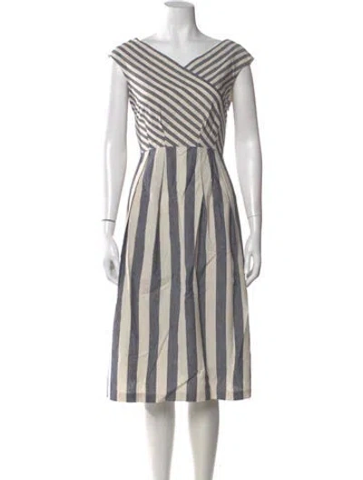 Pre-owned Lafayette 148 Striped Midi Length Dress In Blue
