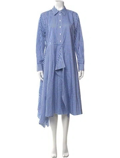 Pre-owned Lafayette 148 Striped Midi Length Dress In Blue