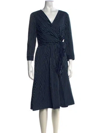 Pre-owned Lafayette 148 Striped Midi Length Dress In Blue