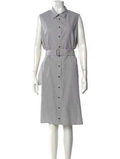 Pre-owned Lafayette 148 Striped Midi Length Dress In Blue